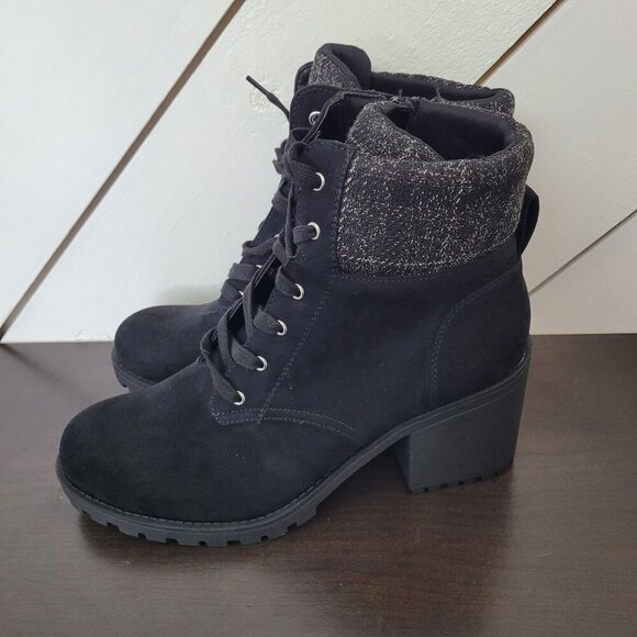 NEW SUN STONE ROMINA LACE-UP HIKER BOOTIES BLACK SIZE 11M - Picture 2 of 11